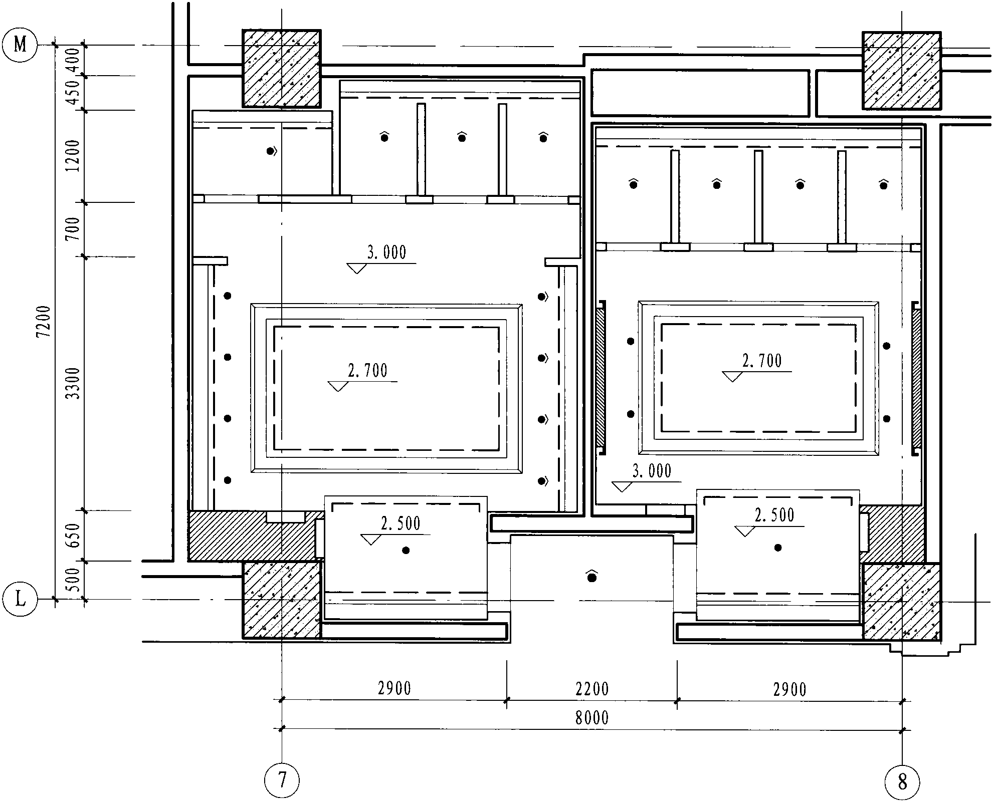 三层公共卫生间天花布置图 1:75